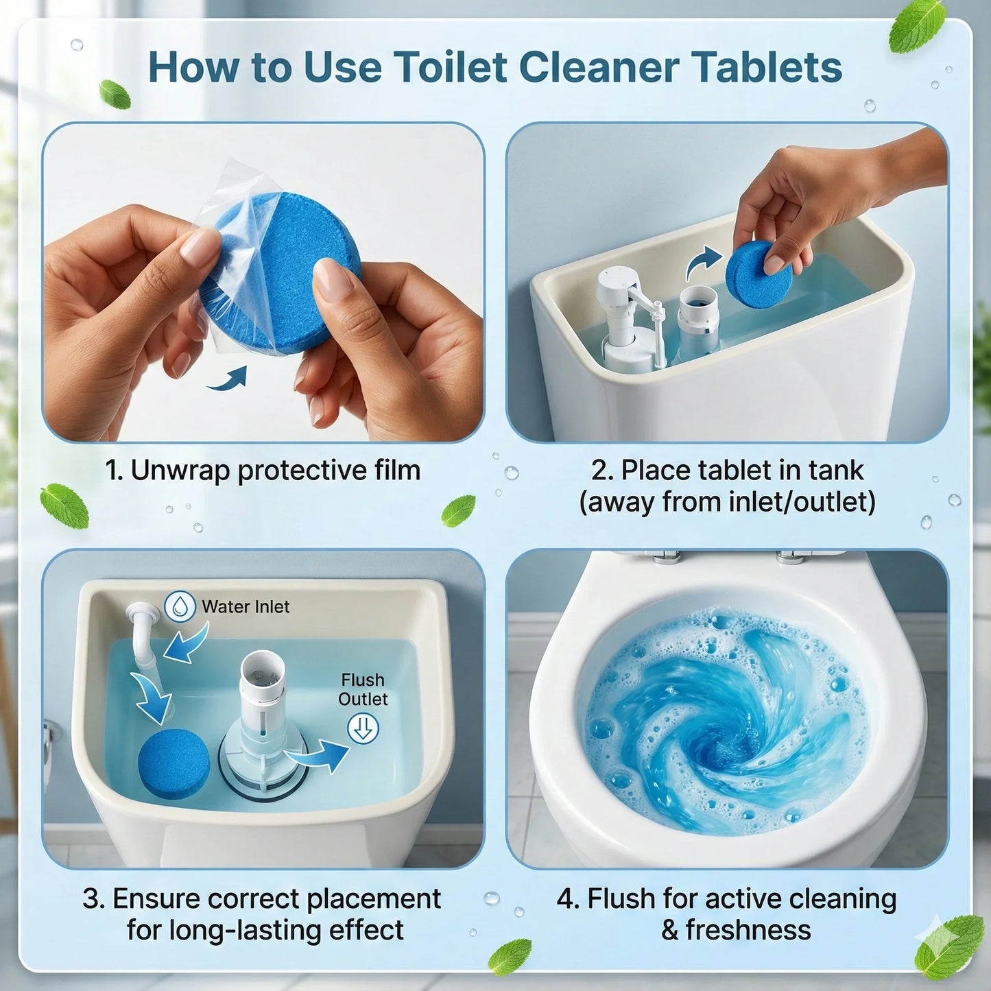 Toilet Cleaning Tablet Toilet Deodorizer Bathroom Cleaner Tablet