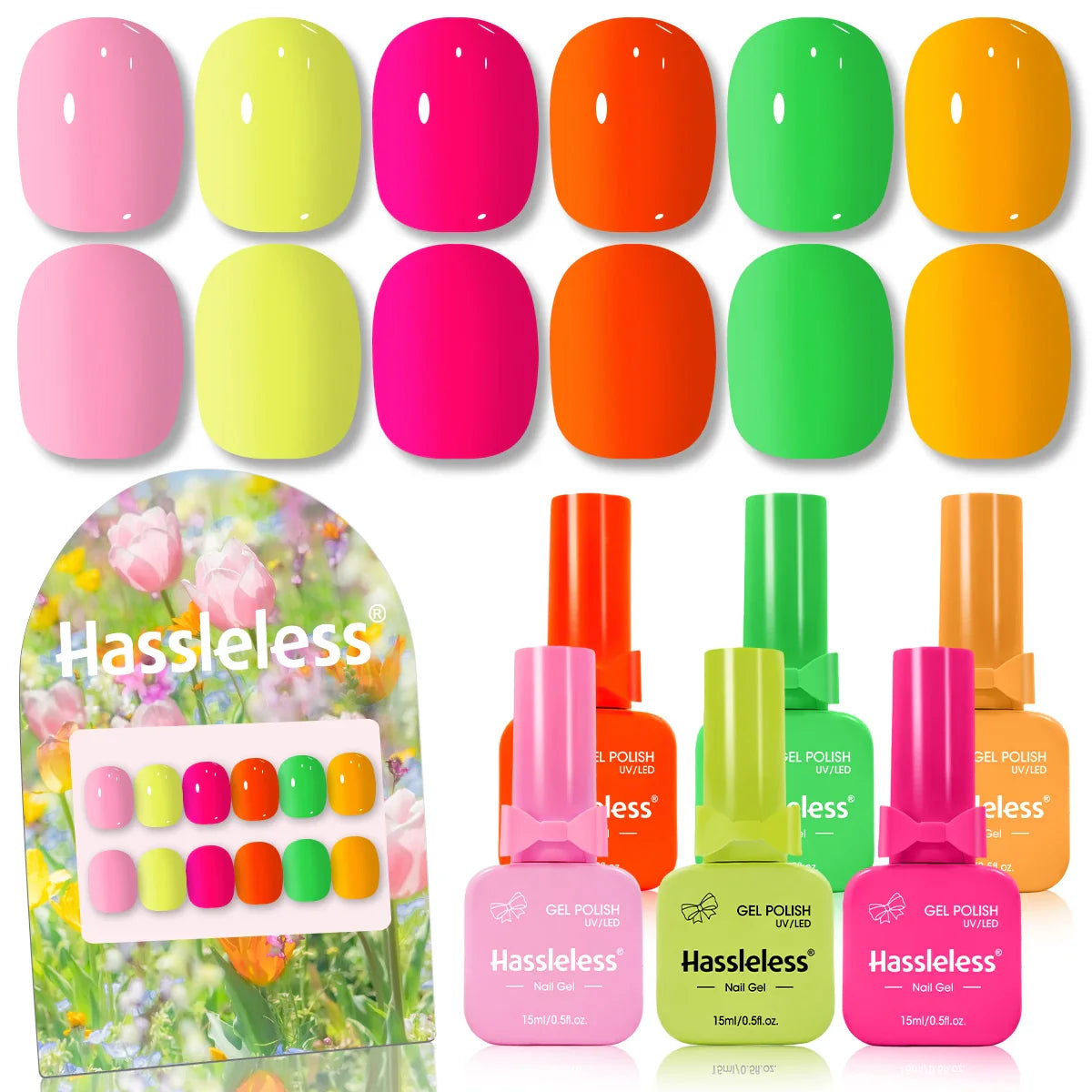 6-piece nail polish set, 15ml/bottle, suitable for all seasons, semi-permanent, easy to apply, DIY nail art designs, colorful na