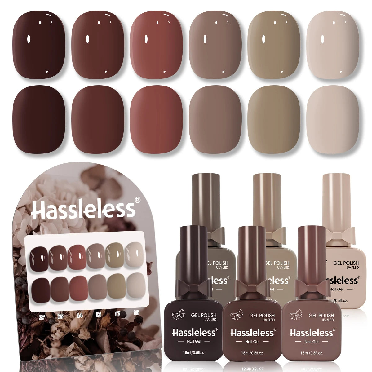 6-piece nail polish set, 15ml/bottle, suitable for all seasons, semi-permanent, easy to apply, DIY nail art designs, colorful na