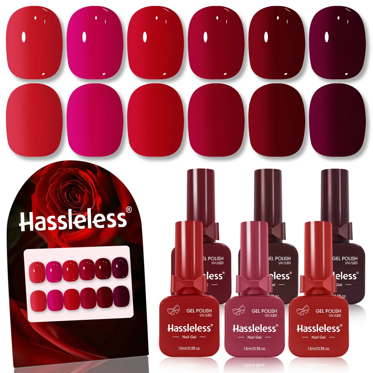 6-piece nail polish set, 15ml/bottle, suitable for all seasons, semi-permanent, easy to apply, DIY nail art designs, colorful na