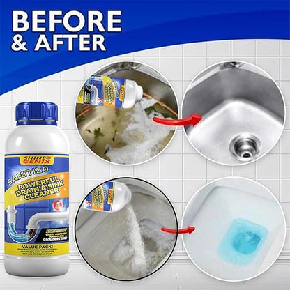 Sanitizo Drain Cleaner Powder Powerful Drain & Sink Cleaner Drainage Block Remover Toilet Cleaner Sink Cleaner Powder Unblocker Pipe Blockage Cleaner, Unclogs Xpert Heavy Duty Formula BUY 1 GET 3 FREE