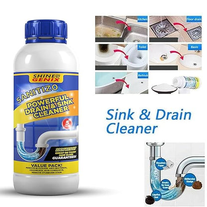Sanitizo Drain Cleaner Powder Powerful Drain & Sink Cleaner Drainage Block Remover Toilet Cleaner Sink Cleaner Powder Unblocker Pipe Blockage Cleaner, Unclogs Xpert Heavy Duty Formula BUY 1 GET 3 FREE