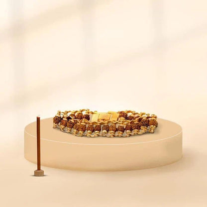 Genuine Paanch Mukhi Modern Rudraksha Bracelet With Gold Plating (Pack of 2)